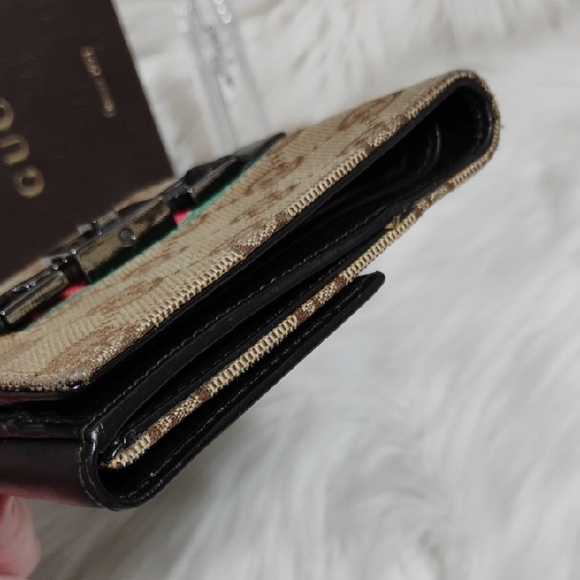 Authentic Gucci GG Canvas Web Sherry Line Jacket Vtg Wallet W Box - Picture 8 of 16